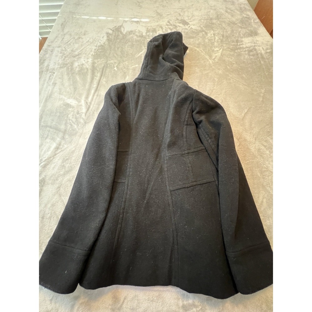 Anne Klein Womens Jacket S Black Hooded‎ Wool Blend CoatFull Zip Lined - Picture 4 of 9